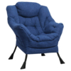 MEETWARM Modern Upholstered Lazy Chair, Accent Contemporary Lounge Chair, Single Leisure Sofa Chair With A Side Pocket, Armrests And Thick Padded Back For Living Room - Thumbnail Image 3