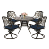 MEETWARM 5-Piece Outdoor Patio Dining Set, All-Weather Cast Aluminum Patio Conversation Set For Backyard Garden Deck With 4 Cushions Swivel Rocker Chairs And 35.4" Round Table - Thumbnail Image 2