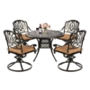 MEETWARM 5-Piece Outdoor Patio Dining Set, All-Weather Cast Aluminum Patio Conversation Set For Backyard Garden Deck With 4 Cushions Swivel Rocker Chairs And 35.4" Round Table - Thumbnail Image 4