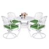 MEETWARM 5-Piece Outdoor Patio Dining Set, All-Weather Cast Aluminum Patio Conversation Set For Backyard Garden Deck With 4 Cushions Swivel Rocker Chairs And 35.4" Round Table - Thumbnail Image 5