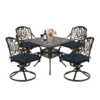 MEETWARM 5-Piece Outdoor Patio Dining Set, All-Weather Cast Aluminum Patio Conversation Set For Backyard Garden Deck With 4 Cushions Swivel Rocker Chairs And 35.4" Square Table, 2.2" Umbrella Hole, UPC ：717981364303 - Thumbnail Image 2