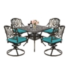 MEETWARM 5-Piece Outdoor Patio Dining Set, All-Weather Cast Aluminum Patio Conversation Set For Backyard Garden Deck With 4 Cushions Swivel Rocker Chairs And 35.4" Square Table, 2.2" Umbrella Hole, UPC ：717981364303 - Thumbnail Image 3