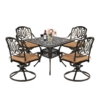 MEETWARM 5-Piece Outdoor Patio Dining Set, All-Weather Cast Aluminum Patio Conversation Set For Backyard Garden Deck With 4 Cushions Swivel Rocker Chairs And 35.4" Square Table, 2.2" Umbrella Hole, UPC ：717981364303 - Thumbnail Image 4