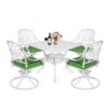 MEETWARM 5-Piece Outdoor Patio Dining Set, All-Weather Cast Aluminum Patio Conversation Set For Backyard Garden Deck With 4 Cushions Swivel Rocker Chairs And 35.4" Square Table, 2.2" Umbrella Hole, UPC ：717981364303 - Thumbnail Image 5