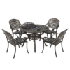 MEETWARM 5-Piece Outdoor Furniture BBQ Dining Set, All Weather Cast Aluminum Patio Garden Set With 4 Chairs, 1 Round Barbecue Grill Table - Thumbnail Image 1