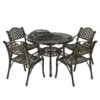 MEETWARM 5-Piece Outdoor Furniture BBQ Dining Set, All Weather Cast Aluminum Patio Garden Set With 4 Chairs, 1 Round Barbecue Grill Table - Thumbnail Image 1