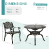 MEETWARM 5-Piece Outdoor Furniture BBQ Dining Set, All Weather Cast Aluminum Patio Garden Set With 4 Chairs, 1 Round Barbecue Grill Table - Thumbnail Image 2