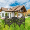 MEETWARM 5-Piece Outdoor Furniture BBQ Dining Set, All Weather Cast Aluminum Patio Garden Set With 4 Chairs, 1 Round Barbecue Grill Table - Thumbnail Image 7
