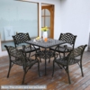 MEETWARM 30.5" Square Patio Dinning Table, Outdoor Cast Aluminum Dinning Table With 2.2" Umbrella Hole - Thumbnail Image 7