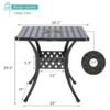 MEETWARM 30.5" Square Patio Dinning Table, Outdoor Cast Aluminum Dinning Table With 2.2" Umbrella Hole - Thumbnail Image 2
