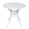 MEETWARM 31" Round Patio Bistro Table, Outdoor Cast Aluminum Small Dinning Table With 2" Umbrella Hole - Thumbnail Image 2
