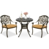MEETWARM 3 Piece Patio Bistro Set, Outdoor All-Weather Cast Aluminum Dining Furniture Set Includes 2 Chairs And A 31" Round Table With Umbrella Hole For Garden Deck - Thumbnail Image 5