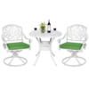 MEETWARM 3-Piece Outdoor Patio Dining Set, All-Weather Cast Aluminum Patio Conversation Set For Backyard Garden Deck With 2 Cushions Swivel Rocker Chairs And 31" Round Table, Umbrella Hole - Thumbnail Image 5