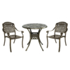 MEETWARM 3 Piece Patio Bistro Set, Outdoor All-Weather Cast Aluminum Dining Furniture Set Includes 2 Chairs And A 31" Round Table With Umbrella Hole For Garden Deck - Thumbnail Image 3