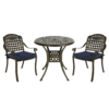 MEETWARM 3 Piece Patio Bistro Set, Outdoor All-Weather Cast Aluminum Dining Furniture Set Includes 2 Chairs And A 31" Round Table With Umbrella Hole For Garden Deck - Thumbnail Image 2