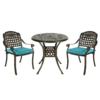 MEETWARM 3 Piece Patio Bistro Set, Outdoor All-Weather Cast Aluminum Dining Furniture Set Includes 2 Chairs And A 31" Round Table With Umbrella Hole For Garden Deck - Thumbnail Image 4