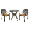 MEETWARM 3 Piece Patio Bistro Set, Outdoor All-Weather Cast Aluminum Dining Furniture Set Includes 2 Chairs And A 31" Round Table With Umbrella Hole For Garden Deck - Thumbnail Image 5