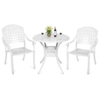 MEETWARM 3 Piece Patio Bistro Set, Outdoor All-Weather Cast Aluminum Dining Furniture Set Includes 2 Chairs And A 31" Round Table With Umbrella Hole For Garden Deck - Thumbnail Image 6