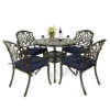 MEETWARM 5 Piece Outdoor Patio Dining Set All-Weather Cast Aluminum Dining Table Chair Set Patio Furniture Set For Backyard Garden Deck, Include 4 Chairs And 1 Round Table - Thumbnail Image 2