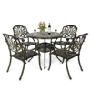 MEETWARM 5 Piece Outdoor Patio Dining Set All-Weather Cast Aluminum Dining Table Chair Set Patio Furniture Set For Backyard Garden Deck, Include 4 Chairs And 1 Round Table - Thumbnail Image 3