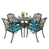 MEETWARM 5 Piece Outdoor Patio Dining Set All-Weather Cast Aluminum Dining Table Chair Set Patio Furniture Set For Backyard Garden Deck, Include 4 Chairs And 1 Round Table - Thumbnail Image 4