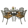 MEETWARM 5 Piece Outdoor Patio Dining Set All-Weather Cast Aluminum Dining Table Chair Set Patio Furniture Set For Backyard Garden Deck, Include 4 Chairs And 1 Round Table - Thumbnail Image 5