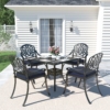 MEETWARM 5-Piece Outdoor Patio Dining Set, All-Weather Cast Aluminum Patio Conversation Set For Backyard Garden Deck With 4 Chairs, 4 Cushions And 35.4" Square Table - Thumbnail Image 2