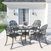 MEETWARM 5-Piece Outdoor Patio Dining Set, All-Weather Cast Aluminum Patio Conversation Set For Backyard Garden Deck With 4 Chairs, 4 Cushions And 35.4" Square Table - Thumbnail Image 3