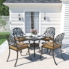 MEETWARM 5-Piece Outdoor Patio Dining Set, All-Weather Cast Aluminum Patio Conversation Set For Backyard Garden Deck With 4 Chairs, 4 Cushions And 35.4" Square Table - Thumbnail Image 5
