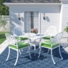 MEETWARM 5-Piece Outdoor Patio Dining Set, All-Weather Cast Aluminum Patio Conversation Set For Backyard Garden Deck With 4 Chairs, 4 Cushions And 35.4" Square Table - Thumbnail Image 6