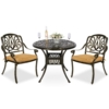 MEETWARM 3 Piece Patio Bistro Set, Outdoor All-Weather Cast Aluminum Dining Furniture Set Includes 2 Chairs And A 35.4" Round Table With Umbrella Hole For Garden Deck - Thumbnail Image 5