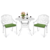 MEETWARM 3 Piece Patio Bistro Set, Outdoor All-Weather Cast Aluminum Dining Furniture Set Includes 2 Chairs And A 35.4" Round Table With Umbrella Hole For Garden Deck - Thumbnail Image 6