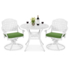 MEETWARM 3-Piece Outdoor Patio Dining Set, All-Weather Cast Aluminum Patio Conversation Set, 2 Cushions Swivel Rocker Chairs And 35.4" Round Table For Backyard Garden Deck, Umbrella Hole, UPC: 717813853128 - Thumbnail Image 5
