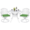 MEETWARM 3-Piece Outdoor Patio Dining Set, All-Weather Cast Aluminum Patio Conversation Set - 2 Cushions Swivel Rocker Chairs And 35.4" Round Table For Backyard Garden Deck, Umbrella Hole, UPC: 774113660160 - Thumbnail Image 5