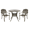 MEETWARM 3 Piece Patio Bistro Set, Outdoor All-Weather Cast Aluminum Dining Furniture Set Includes 2 Chairs And A 35.4" Round Table With Umbrella Hole For Garden Deck - Thumbnail Image 3