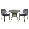 MEETWARM 3 Piece Patio Bistro Set, Outdoor All-Weather Cast Aluminum Dining Furniture Set Includes 2 Chairs And A 35.4" Round Table With Umbrella Hole For Garden Deck - Thumbnail Image 2