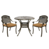 MEETWARM 3 Piece Patio Bistro Set, Outdoor All-Weather Cast Aluminum Dining Furniture Set Includes 2 Chairs And A 35.4" Round Table With Umbrella Hole For Garden Deck - Thumbnail Image 5