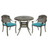 MEETWARM 3 Piece Patio Bistro Set, Outdoor All-Weather Cast Aluminum Dining Furniture Set Includes 2 Chairs And A 35.4" Round Table With Umbrella Hole For Garden Deck - Thumbnail Image 4