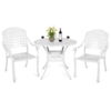 MEETWARM 3 Piece Patio Bistro Set, Outdoor All-Weather Cast Aluminum Dining Furniture Set Includes 2 Chairs And A 35.4" Round Table With Umbrella Hole For Garden Deck - Thumbnail Image 6