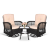 MEETWARM 3 Pieces Outdoor Wicker Swivel Rocker Patio Set, Rocking Chairs Rattan Patio Furniture Sets With Thickened Cushion And Glass-Top Coffee Table, Conversation Bistro Set For Porch - Thumbnail Image 3