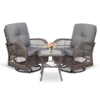 MEETWARM 3 Pieces Outdoor Wicker Swivel Rocker Patio Set, Rocking Chairs Rattan Patio Furniture Sets With Thickened Cushion And Glass-Top Coffee Table, Conversation Bistro Set For Porch - Thumbnail Image 4
