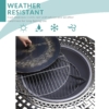 MEETWARM 40.3" Patio Fire Pit Dining Table Round Charcoal And Wood Burning, Outdoor All Weather Cast Aluminum Patio Furniture With Fire Bowl, Cooking BBQ Grill, Wood Grate, Spark Screen And Poker - Thumbnail Image 6