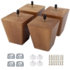 MEETWARM 4 Inch Wood Furniture Legs Square Tapered Finish Pyramid Replacement Sofa Legs, Suitable For Sofa, Couches, Armchairs, Ottomans, TV Tables, Night Stands, Set Of 4 - Thumbnail Image 2
