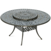 MEETWARM Outdoor 61" Round Patio Dining Table With Detachable Lazy Susan, All Weather Cast Aluminum Large Patio Furniture Table Fits For 6-8 Person With 2" Umbrella Hole, Smooth Spin - Thumbnail Image 2