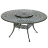 MEETWARM Outdoor 61" Round Patio Dining Table With Detachable Lazy Susan, All Weather Cast Aluminum Large Patio Furniture Table Fits For 6-8 Person With 2" Umbrella Hole, Smooth Spin - Thumbnail Image 4