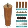 MEETWARM 6 Inch Wood Sofa Legs Round Tapered Replacement Furniture Leg, Mid-Century Modern Couch Legs For Armchair, Nightstand, Dresser, Chest Of Drawers, Cabinet, Set Of 4 - Thumbnail Image 6