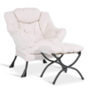 MEETWARM Modern Upholstered Lazy Chair, Accent Contemporary Lounge Chair, Single Leisure Sofa Chair With A Side Pocket, Armrests And Thick Padded Back For Living Room - Thumbnail Image 2
