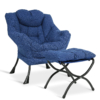 MEETWARM Modern Upholstered Lazy Chair, Accent Contemporary Lounge Chair, Single Leisure Sofa Chair With A Side Pocket, Armrests And Thick Padded Back For Living Room - Thumbnail Image 4