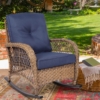 MEETWARM Outdoor Wicker Rocking Chair, Rattan Patio Rocker Chairs With Cushion And Steel Frame - Thumbnail Image 3
