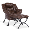 MEETWARM Modern Upholstered Lazy Chair, Accent Contemporary Lounge Chair, Single Leisure Sofa Chair With A Side Pocket, Armrests And Thick Padded Back For Living Room - Thumbnail Image 6